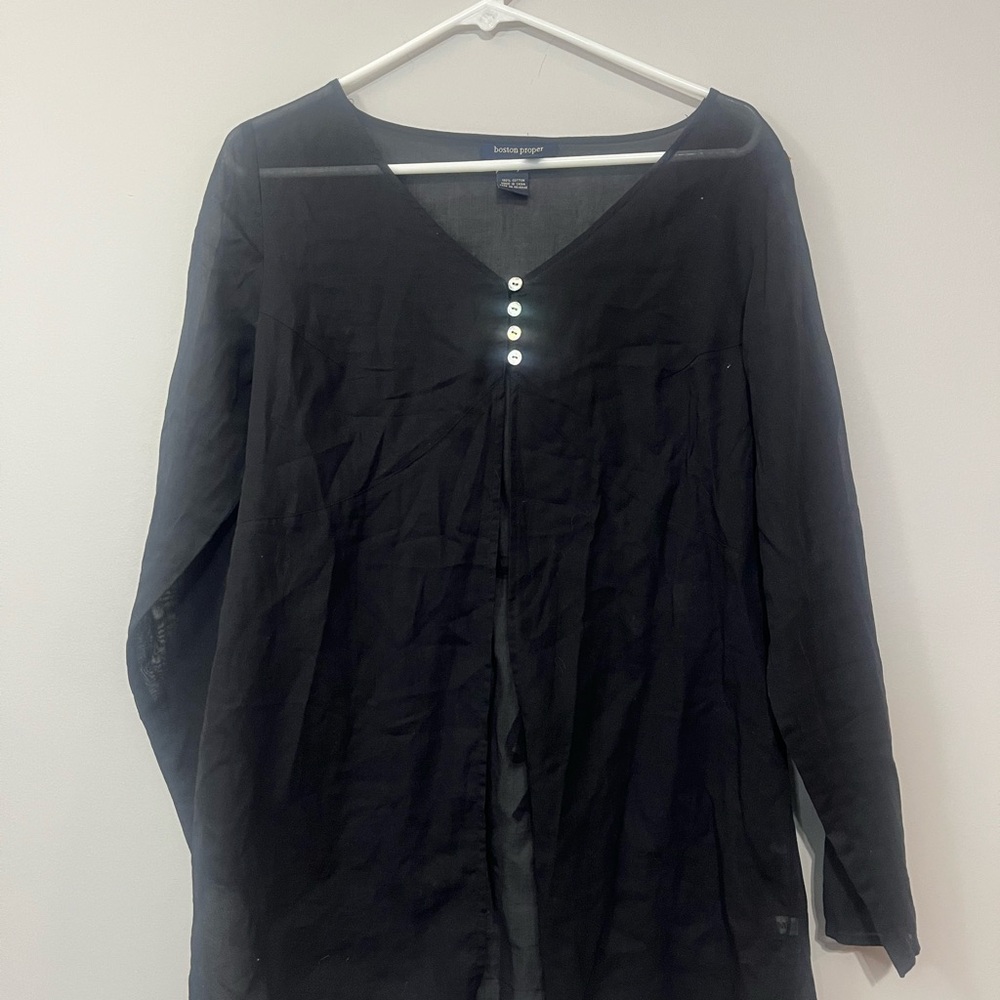 Black Button-Down‎ Shirt